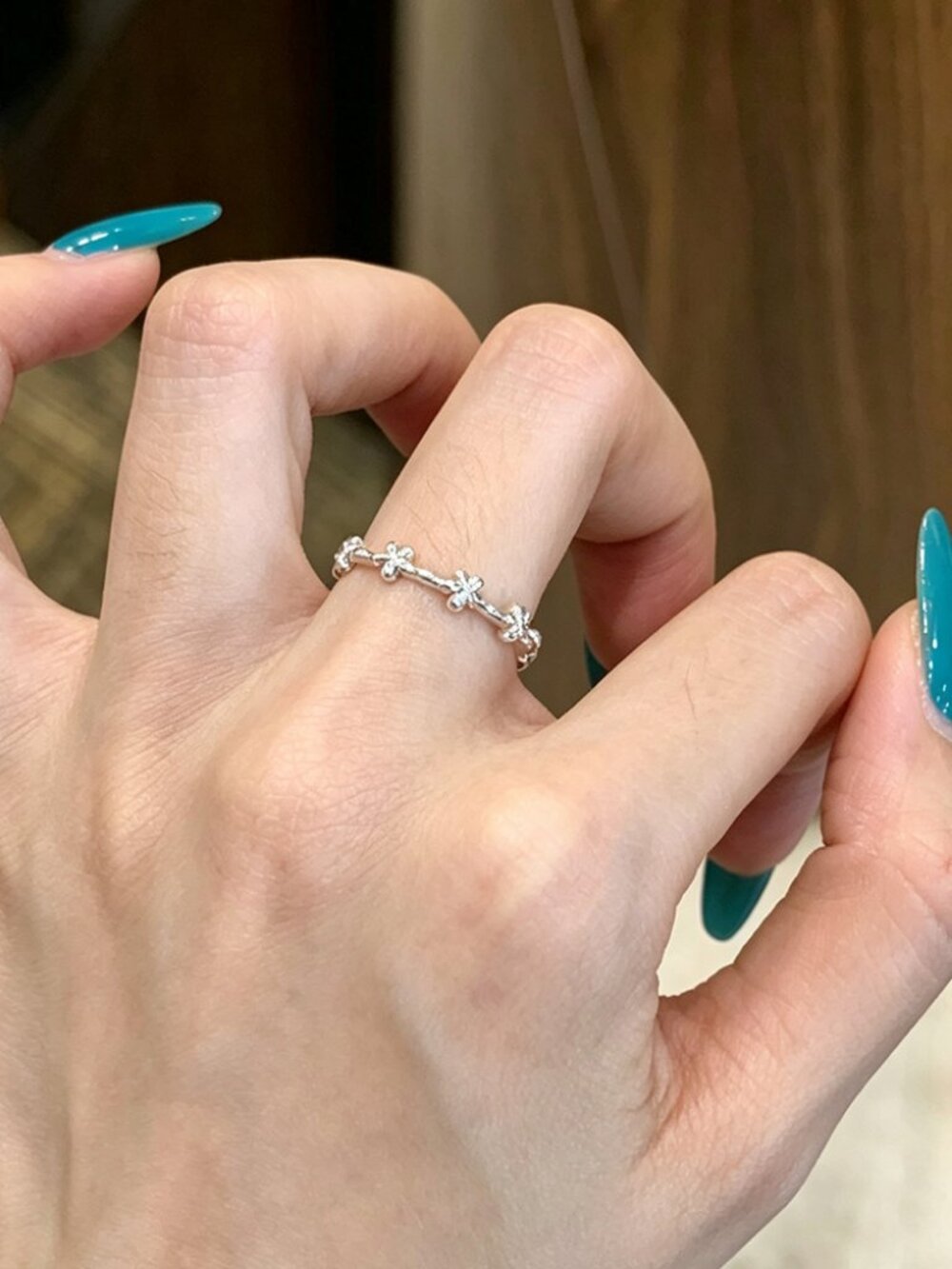 ✨"Sol" Simple Branch Floral Thin Band Silver Everyday Finger Ring
